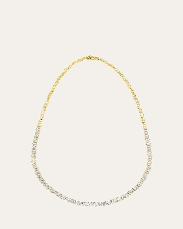 18K Yellow Gold New Classic Diamond Tennis Necklace